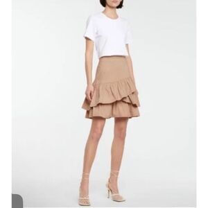 Veronica Beard Jeans Noha Flared Ruffle T-Shirt Mini Dress stretch cotton ruffle